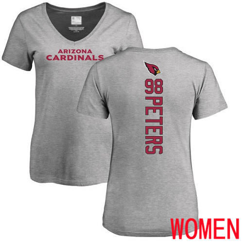 Arizona Cardinals Ash Women Corey Peters Backer V-Neck NFL Football #98 T Shirt->nfl t-shirts->Sports Accessory